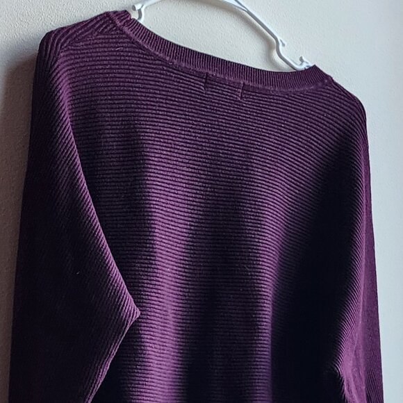 Carmen Marc Valvo Deep Purple Scoop Neck Ribbed Cropped Sweater Size XL - Picture 10 of 13